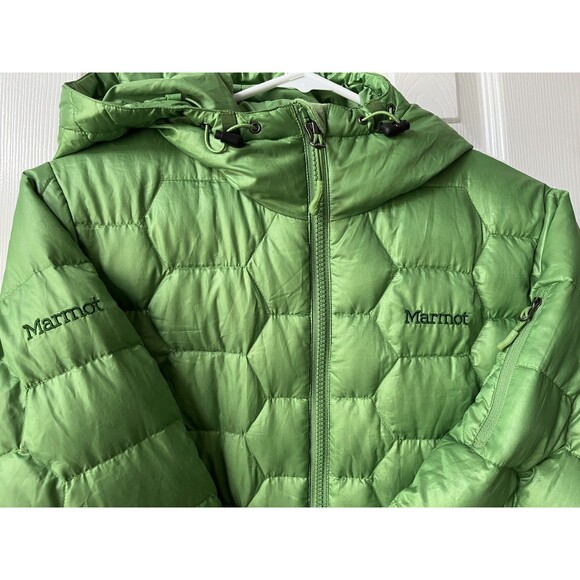 Marmot Ama Dablam 800 Fill Goose Down Hooded Puffer Jacket Green Women Sz Small - Picture 4 of 10